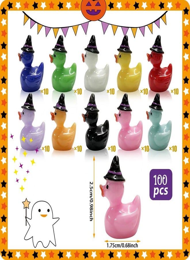AWEELON 100PCS Mini Resin Duck with Hat Halloween Tiny Duck Figurines Resin Ducks Bulk Multicolor Mini Ducks Miniature for Garden Landscape Dollhouse Ornament for Halloween Birthday Ornaments - Image 2